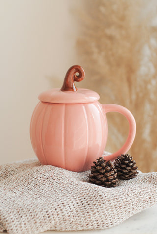 Pink Pumpkin Lidded Mug