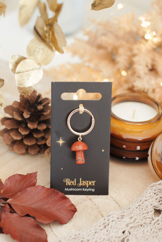 Red Jasper - Gemstone Mushroom Keyring