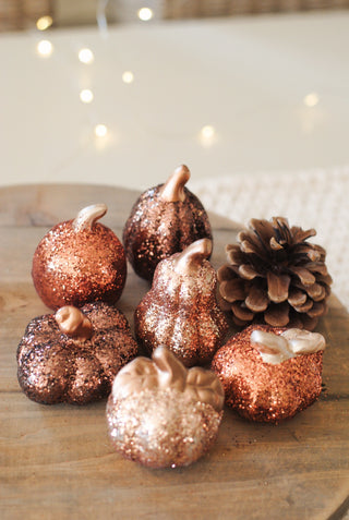 Mini Glitter Pumpkins - Set van 6