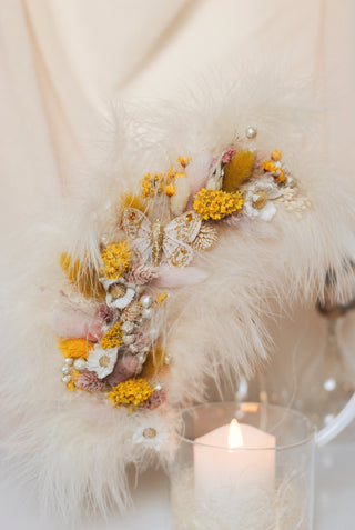Glass Flower Wreath with Led Candle I