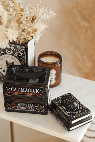 Celestial Cat Book Stack Oil Burner