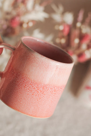 Pink Glazed Mug and Saucer
