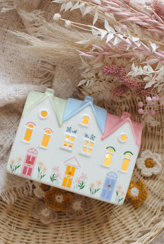 Pastel Houses Tealight Holder