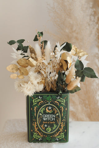 Green Witch Book Vase & Dried Flowers II