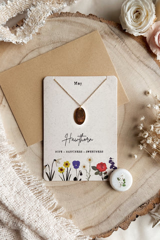 May - Birth Flower Necklace & Card