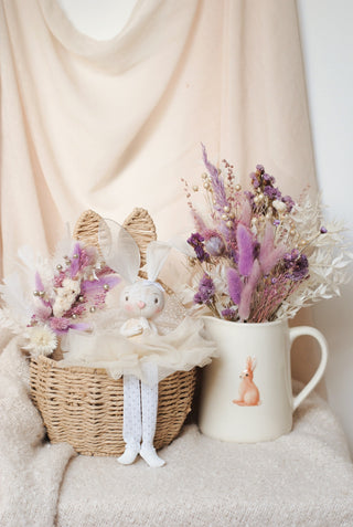 Bunny Jug with Lila Dried Flowers