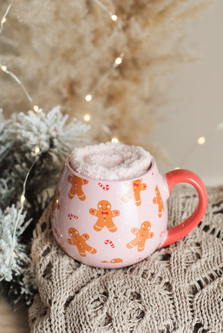 Pink Gingerbread Mug with Socks