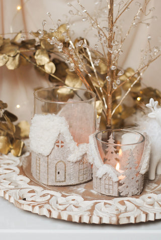 Wooden Detailed White Wash Tray (35cm)