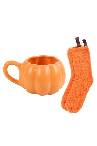 Speckled Pumpkin Mug with Socks