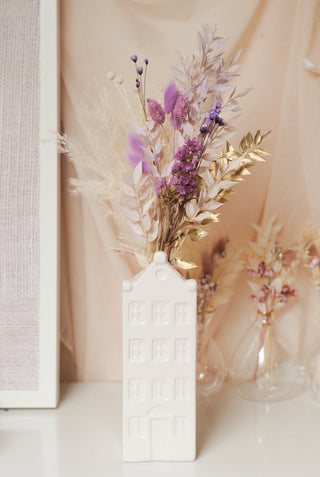 Lilac Bouquet II & Large White House Vase