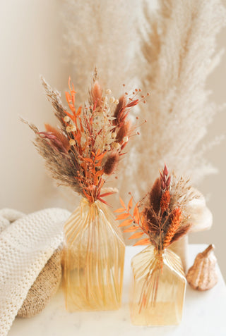 Autumn House Vases Large & Small w/ Flowers IV