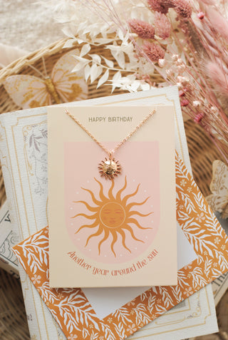 Sun Birthday Card with Necklace