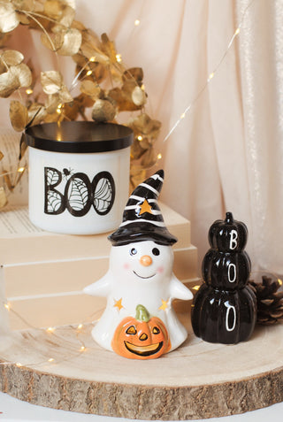 Boo with Pumpkin and LED Light