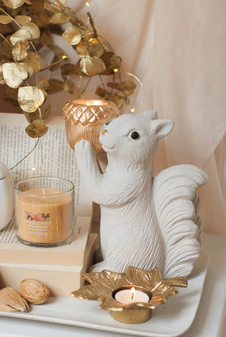 Standing Large Tealight Squirrel - Off White