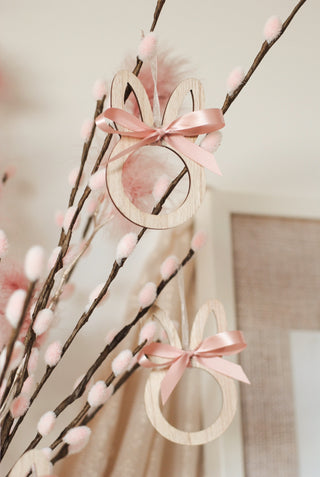 Wooden Bunny Ornaments - Set van 6