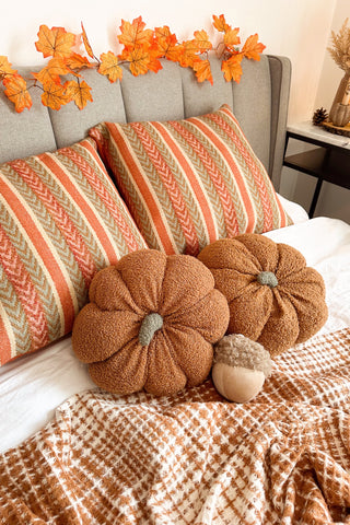 Bouclé Pumpkin Pillow - Autumn Orange