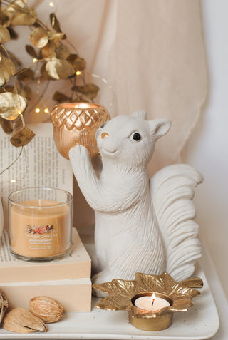Standing Large Tealight Squirrel - Off White