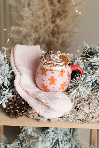 Pink Gingerbread Mug with Socks