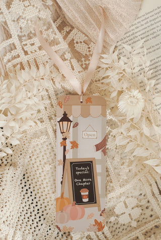 Cosy Café Bookmark with Satin Ribbon