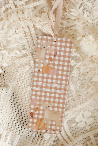 Autumn is Calling Bookmark with Satin Ribbon