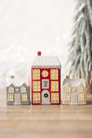 Christmas Village - Set van 3 LED Light Houses