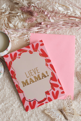 Lieve Mama! - Gold Foil Wenskaart met Roze Envelop