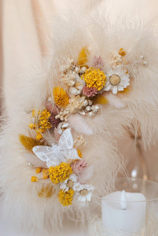 Glass Flower Wreath with Led Candle II