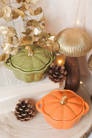 Pumpkin Bowl with Lid - Orange