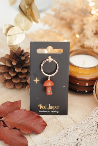 Red Jasper - Gemstone Mushroom Keyring