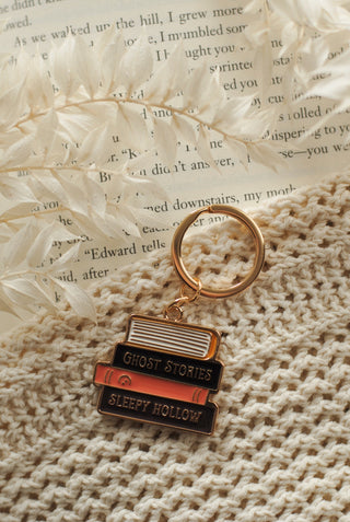 Dark Book Stack Keyring