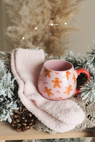 Pink Gingerbread Mug with Socks