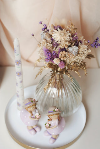 Gold & White Tray with Candle Holder (22cm)