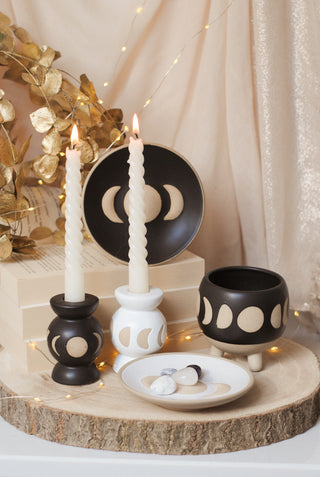 Moon Phases Candle Holder - Black