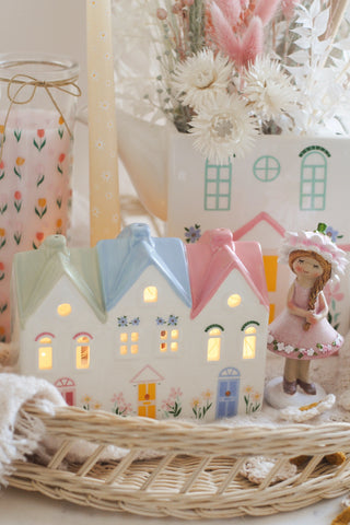 Pastel Houses Tealight Holder