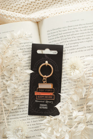 Dark Book Stack Keyring