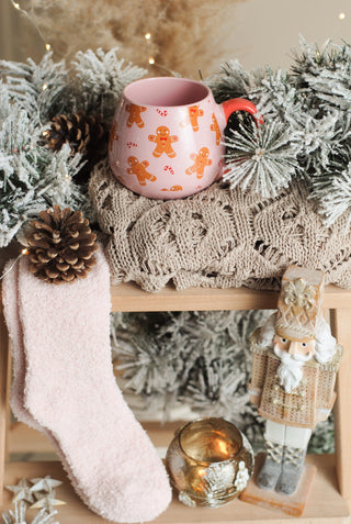 Pink Gingerbread Mug with Socks