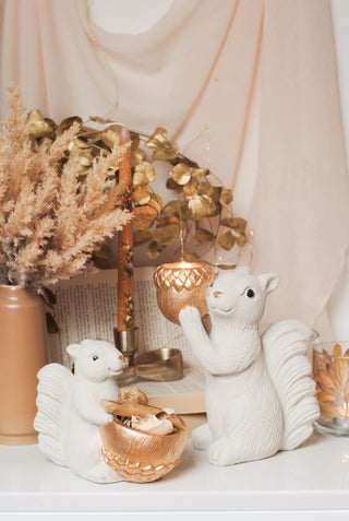 Standing Large Tealight Squirrel - Off White