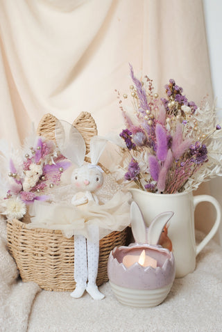Bunny Jug with Lila Dried Flowers