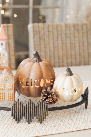 Welcome Pumpkin White Small