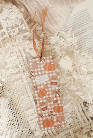 Pumpkin Spice Bookmark with Satin Ribbon