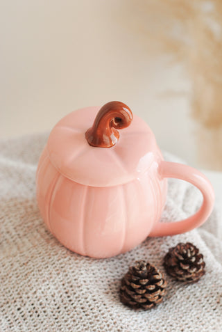 Pink Pumpkin Lidded Mug