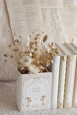 White & Gold - Book Vase & Dried Flowers
