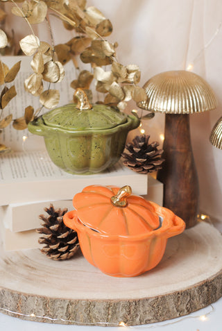 Pumpkin Bowl with Lid - Green