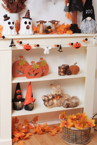 Carved Wooden Pumpkins - Set van 3