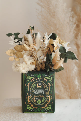Green Witch Book Vase & Dried Flowers II
