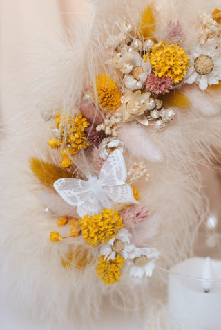 Glass Flower Wreath with Led Candle II