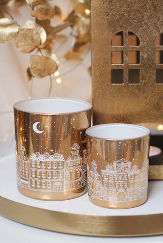 Winter Houses & Night Sky Tealight Holder Large