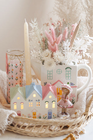 Pastel Houses Tealight Holder