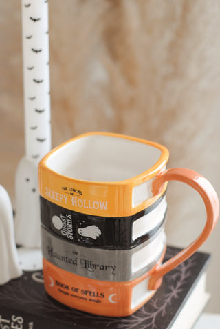 Haunted Library Book Stack Mug