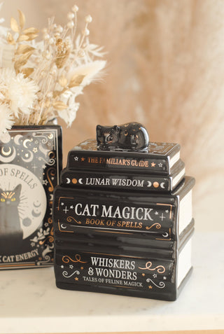 Celestial Cat Book Stack Oil Burner